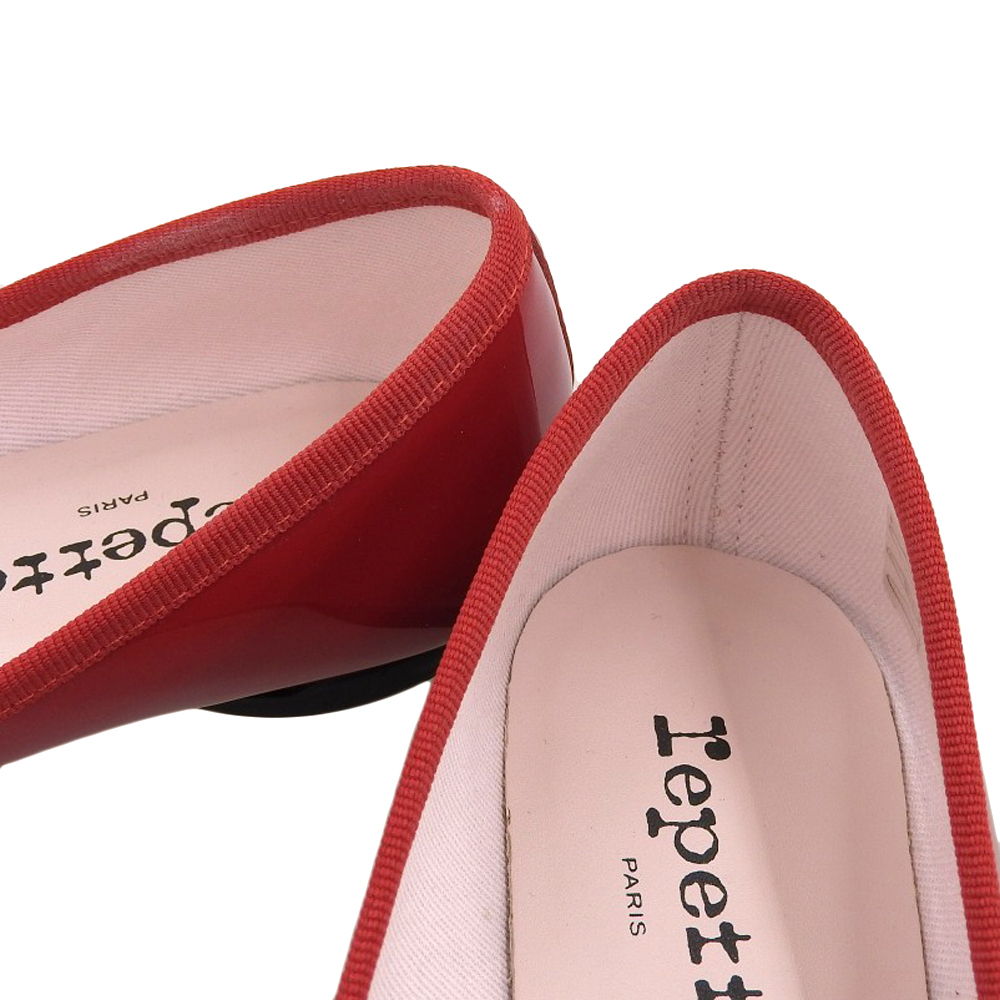 美品 repetto レペット パテントレザー フラットパンプス レディース レッド 39 VX1556V_画像4