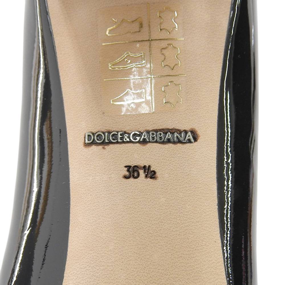 美品 DOLCE ＆ GABBANA ドルチェアンドガッバーナ ビジュー付き パテントレザー パンプス レディース 黒 ブラック 36 1/2_画像7