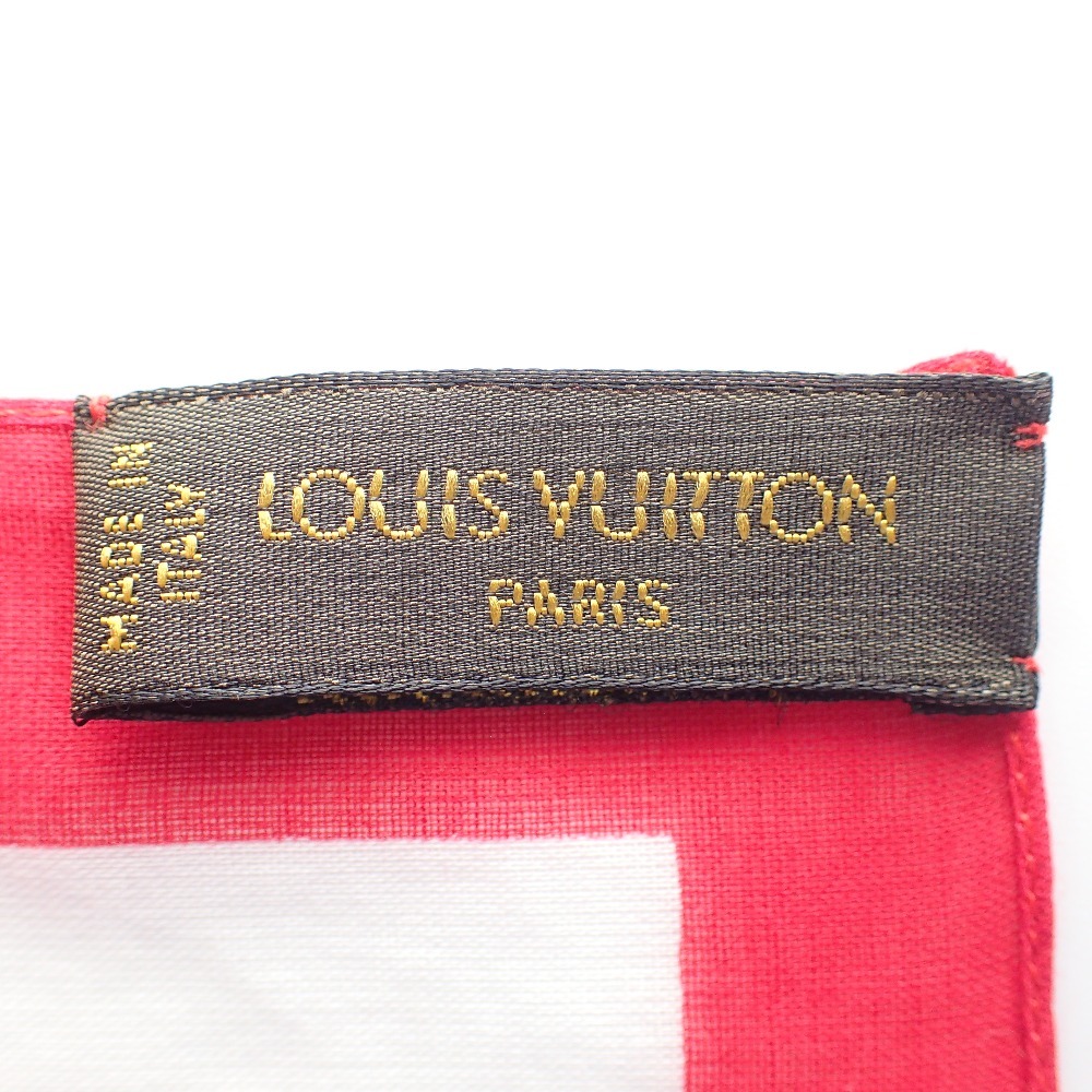 新品同様 LOUIS VUITTON ルイヴィトン 村上隆 モノグラムチェリー コットン100% スカーフ ホワイト レディースの画像5