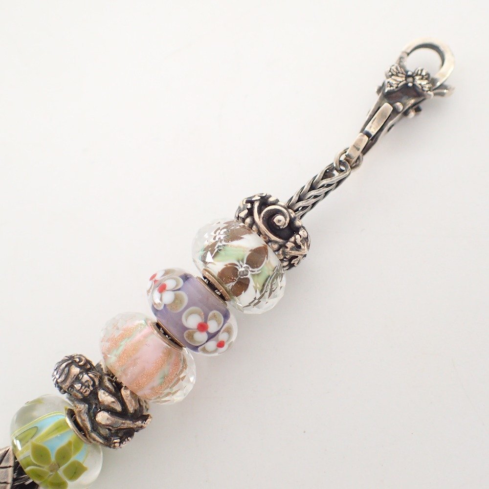 TROLLBEADS トロールビーズ ガラス13点/天然石1点/パール1点/SV3点/スペーサー2点/クラスプ1点/チェーン2点/パールネックレス 計24点セット_画像9