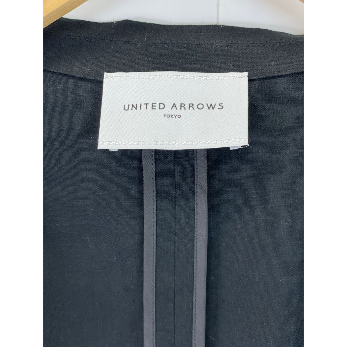 UNITED ARROWS ユナイテッドアローズ リネンコットン ライトジャケット ブラック 38 ジャケット リネン レディース 中古_画像5