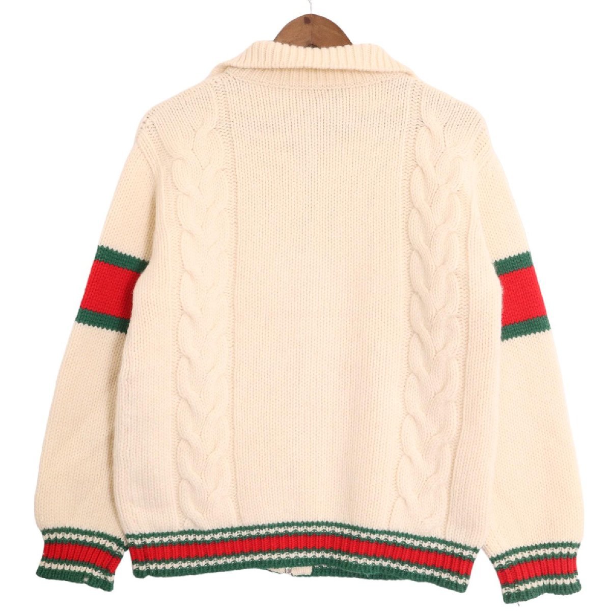 美品/国内正規 GUCCI グッチ 599311 ケーブルニット ボンバー ジャケット XS ホワイト メンズ_画像5