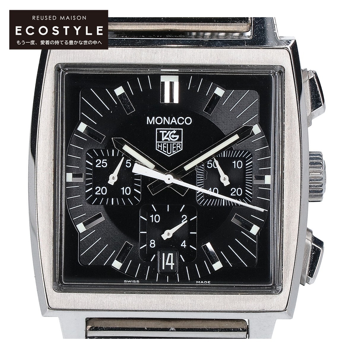  beautiful goods TAG HEUER TAG Heuer SS CW2111-0 MONACO Monaco chronograph self-winding watch wristwatch silver 