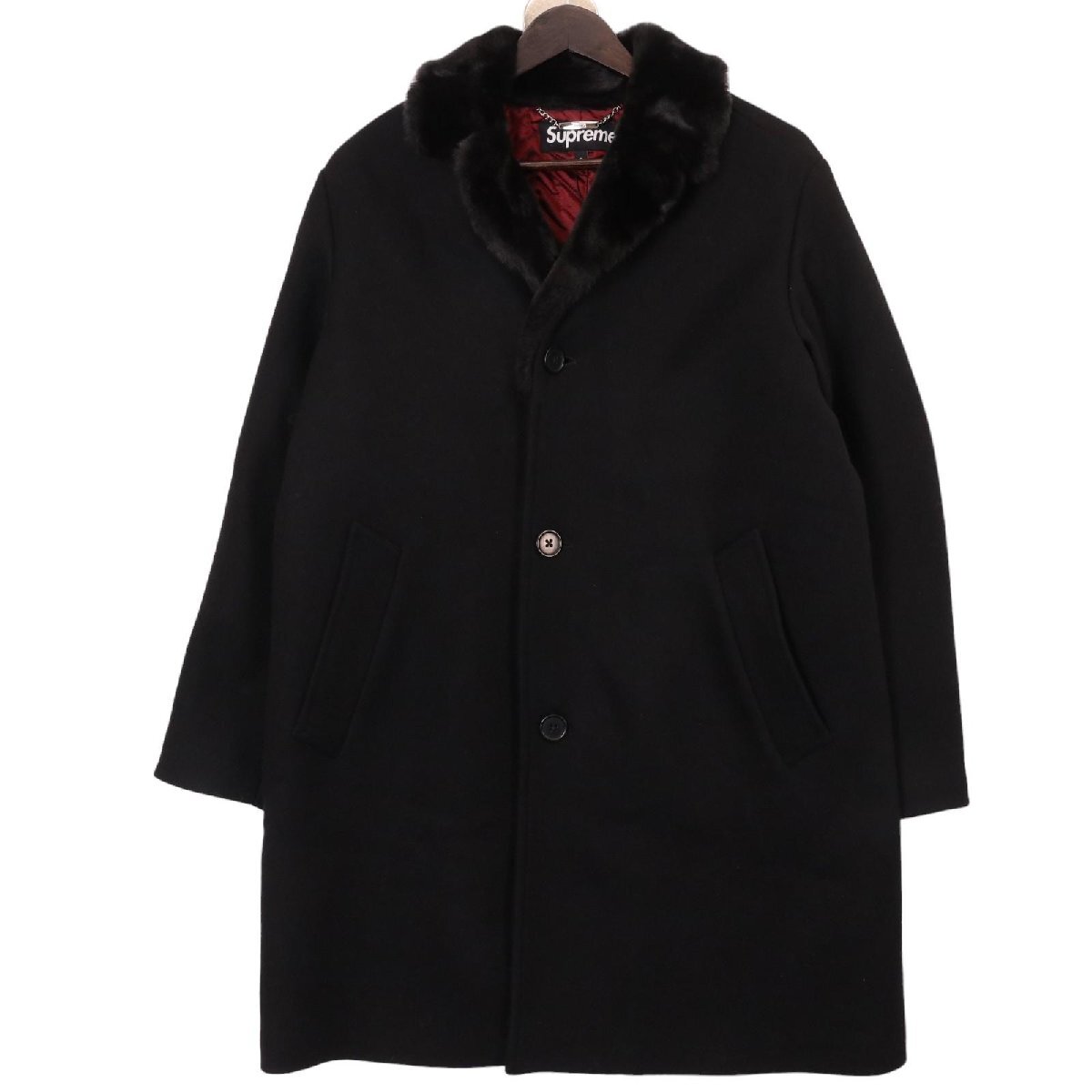 Supreme シュプリーム 22AW Fur Collar Car Coat ブラック S コート ウール メンズ 中古_画像2