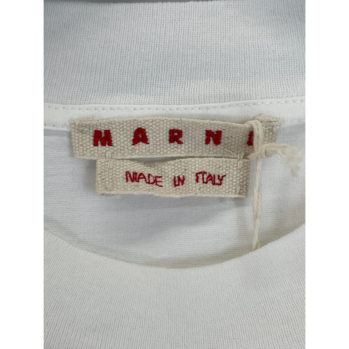 1円 MARNI マルニ 23AW HUMU0223PD ホワイト ロゴプリントTシャツ トップス 46 ピンク ホワイト メンズ_画像3