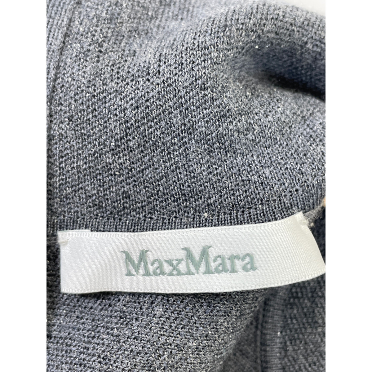 Max Mara マックスマーラ グレー 13661123 バックファスナー ノースリーブ ラメ ハイネックニット M レディース_画像4