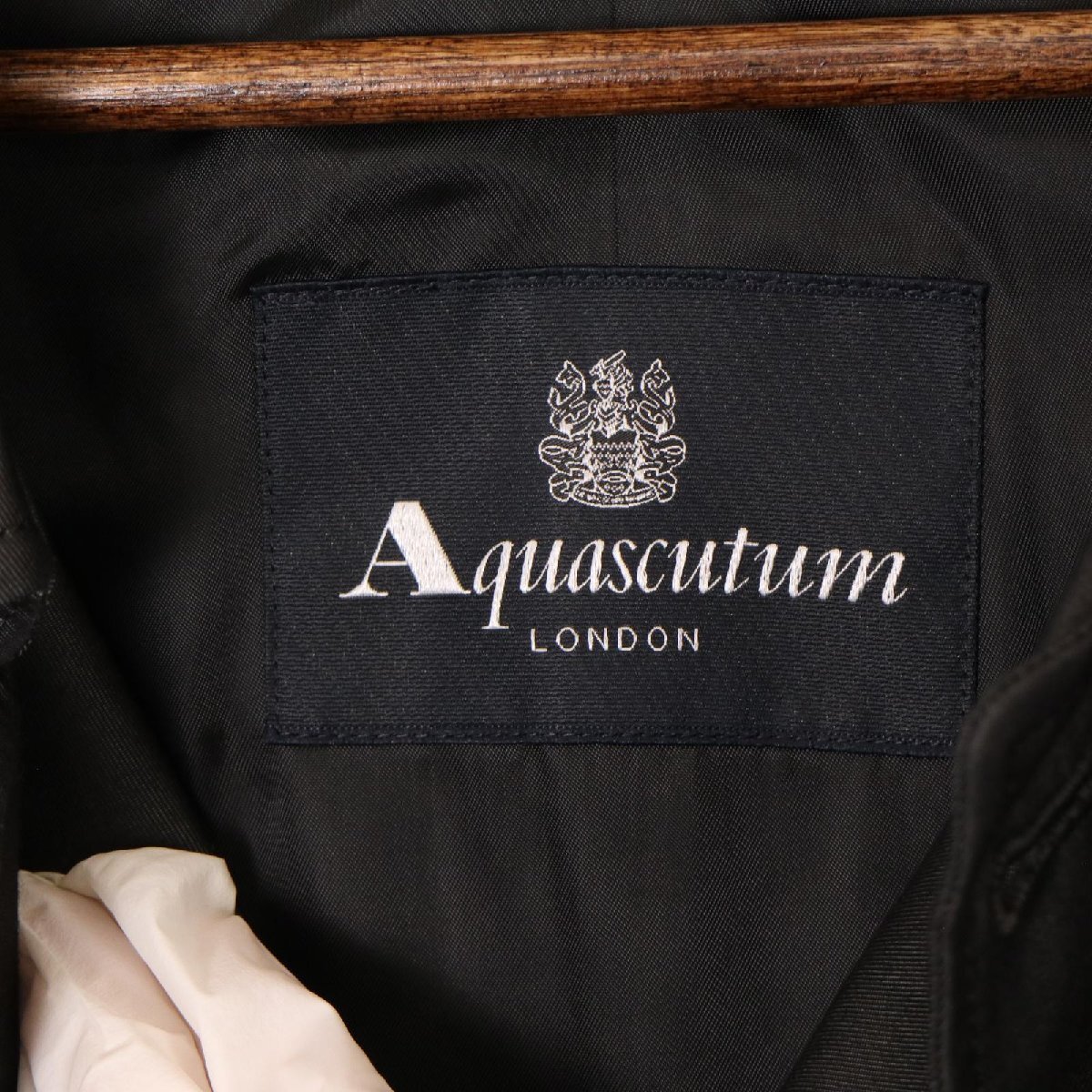 Aquascutum アクアスキュータム 2201451604-97 PADDINGTON ブラック シングルベルテッドコート ブラック 42 コート コットン メンズ 中古_画像8