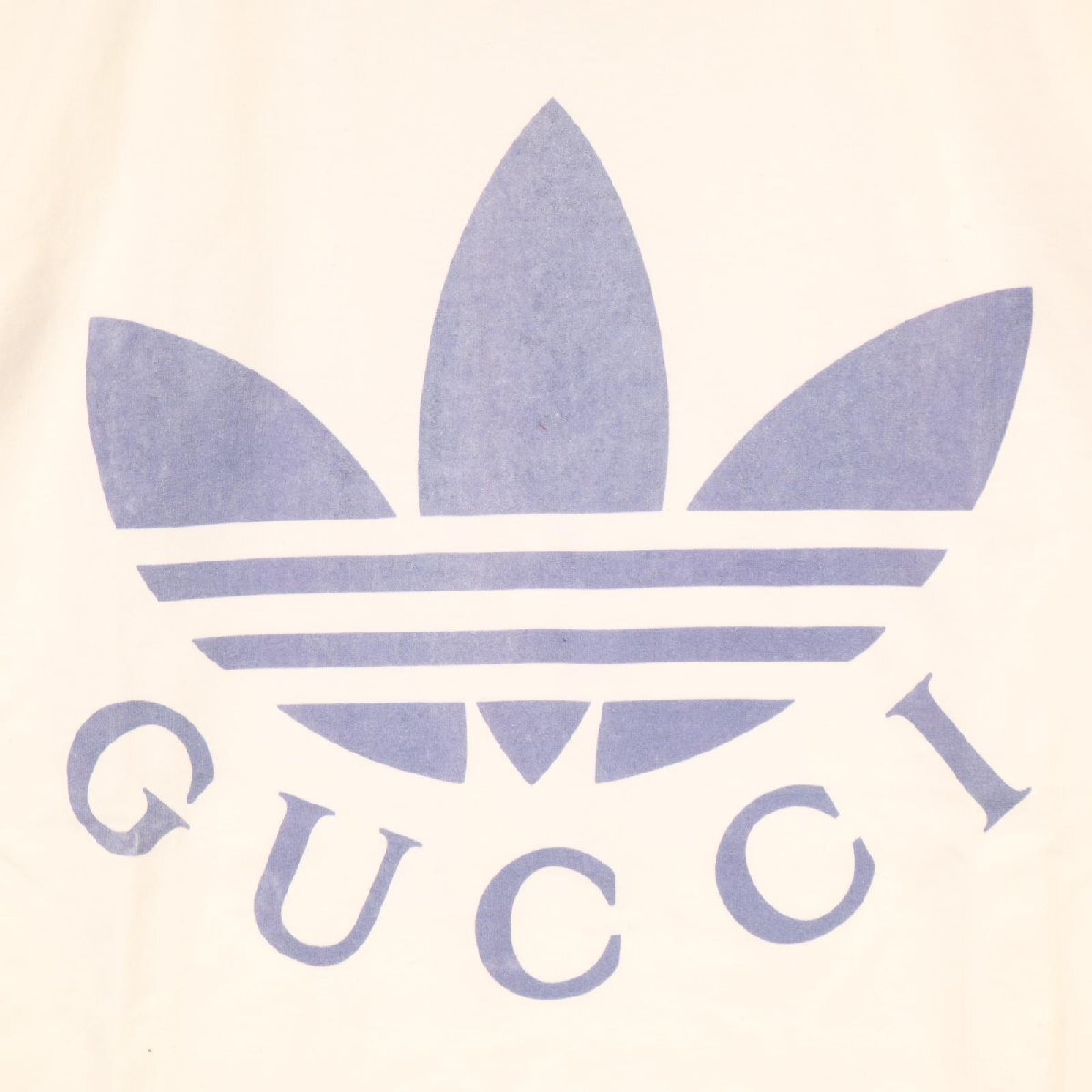 GUCCI グッチ ×アディダス 702612 ロゴプリント Tシャツ ホワイト S トップス コットン メンズ 中古_画像6