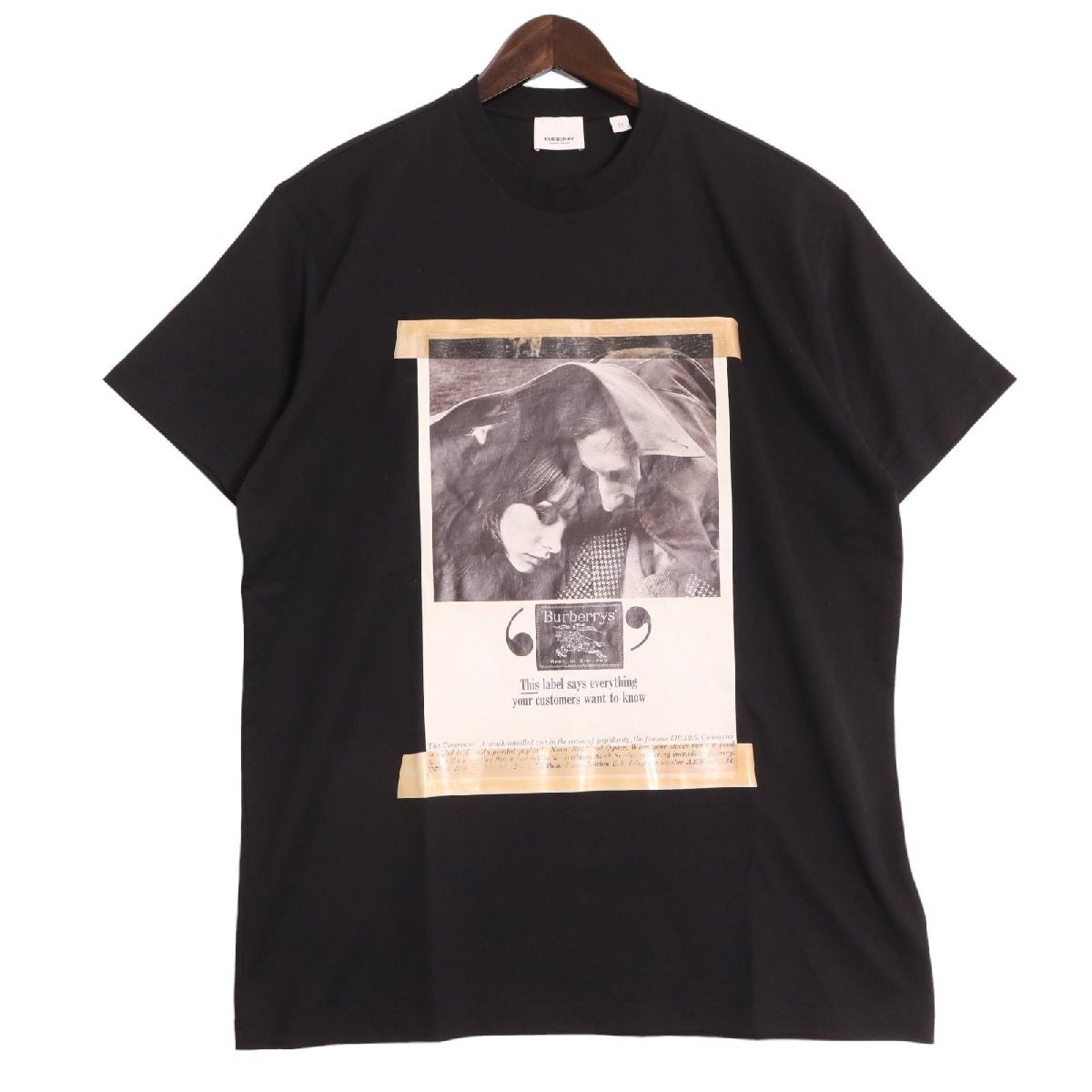 BURBERRY バーバリー 8009974 黒 アーカイブキャンペーンプリントTシャツ ブラック XS トップス コットン メンズ 中古_画像2