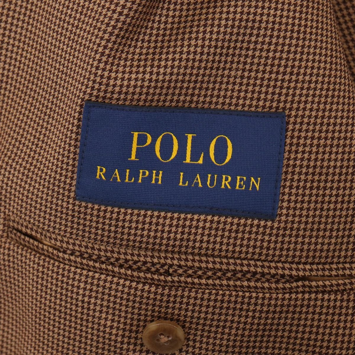 POLO RALPH LAUREN ポロ ラルフローレン ベージュ ハウンドトゥース サイドベンツ 2Bジャケット XL ベージュ メンズ_画像6