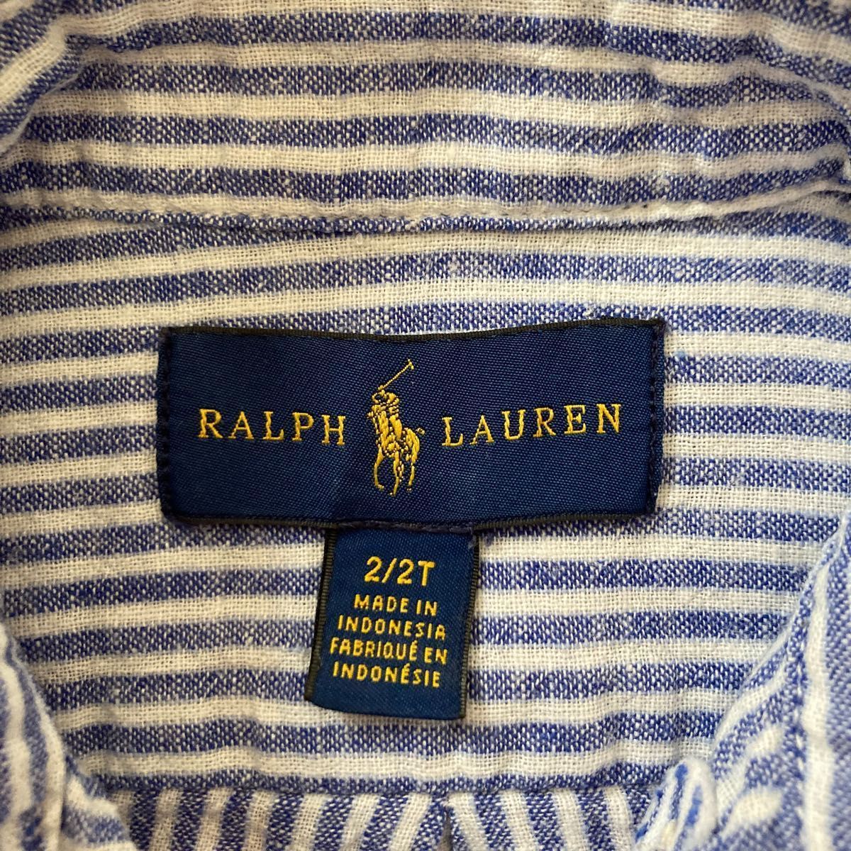 Ralph Lauren ラルフローレン　2歳　子供長袖シャツ　ストライプ　1 デニム 1 綿100