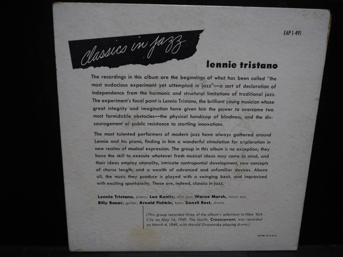 激レア７インチ２枚 LENNIE　TRISTANO　Lee　Konitz　　Warne　Marsh　後にガレスピーとカップリング出でたオリジナルとSAVOY盤_画像2