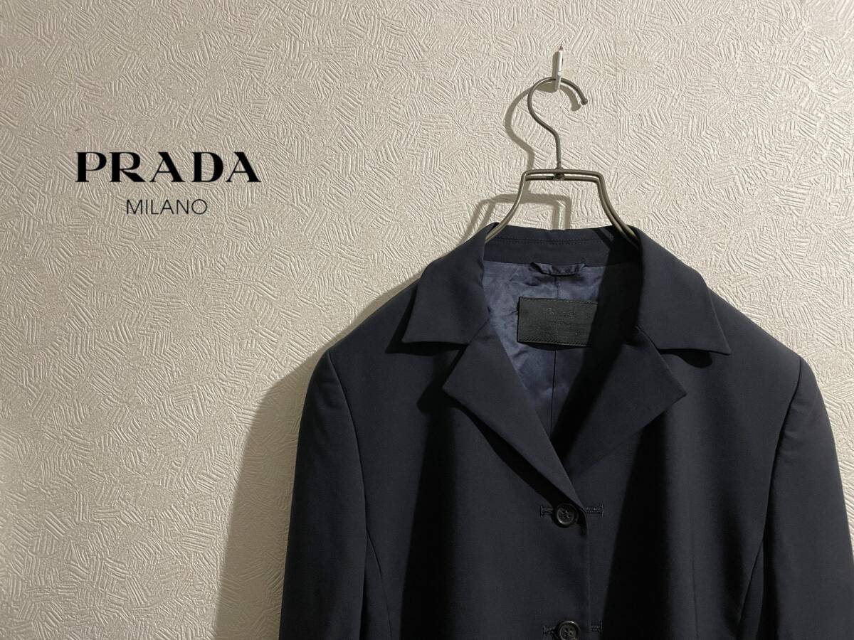 ◯ イタリア製 PRADA テーラード ジャケット / プラダ スーツ ブレザー ネイビー 紺 40 Ladies #Sirchive_画像1