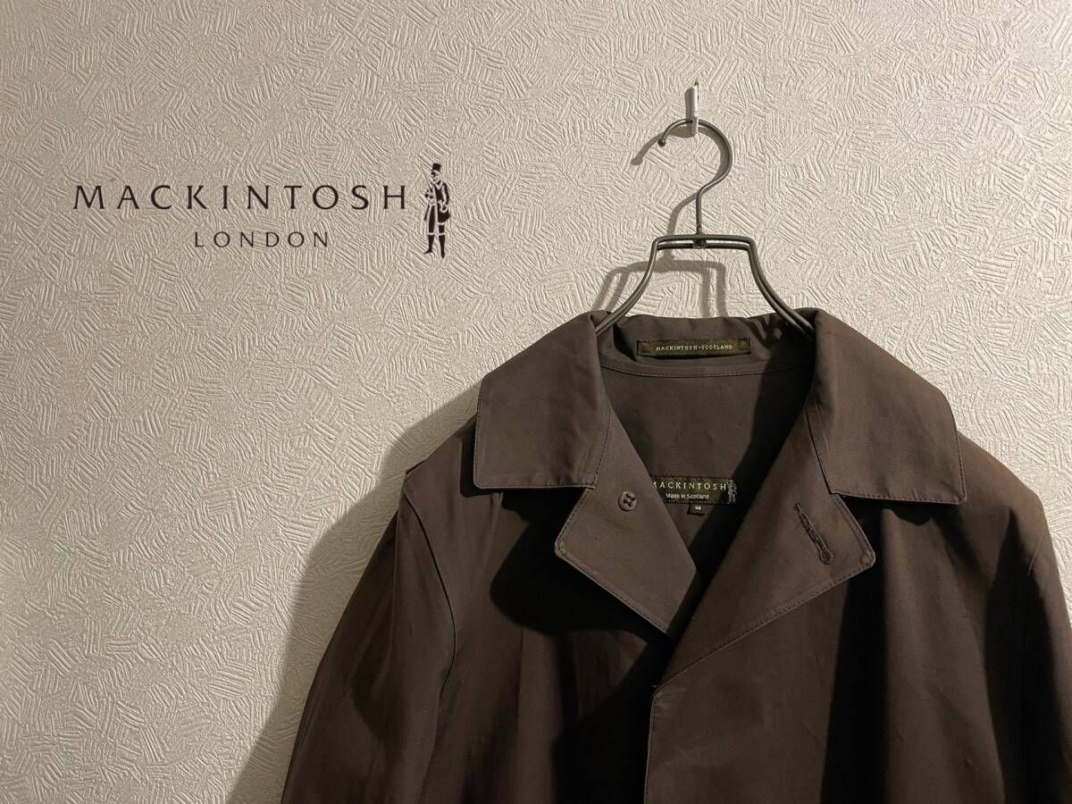 ◯ スコットランド製 MACKINTOSH ゴム引き コート / マッキントッシュ ステンカラー バルカラー ブラウン 36 Mens #Sirchive_画像1