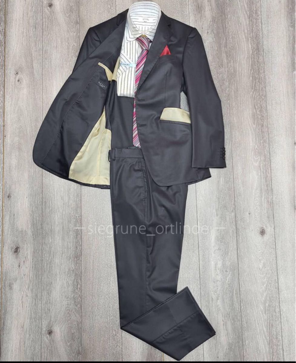 ポールスミス×CERRUTI1881SHINING光沢ブラック デザインスーツ88 ポールスミス×CERRUTI1881SHINING光沢ブラック デザインスーツ88