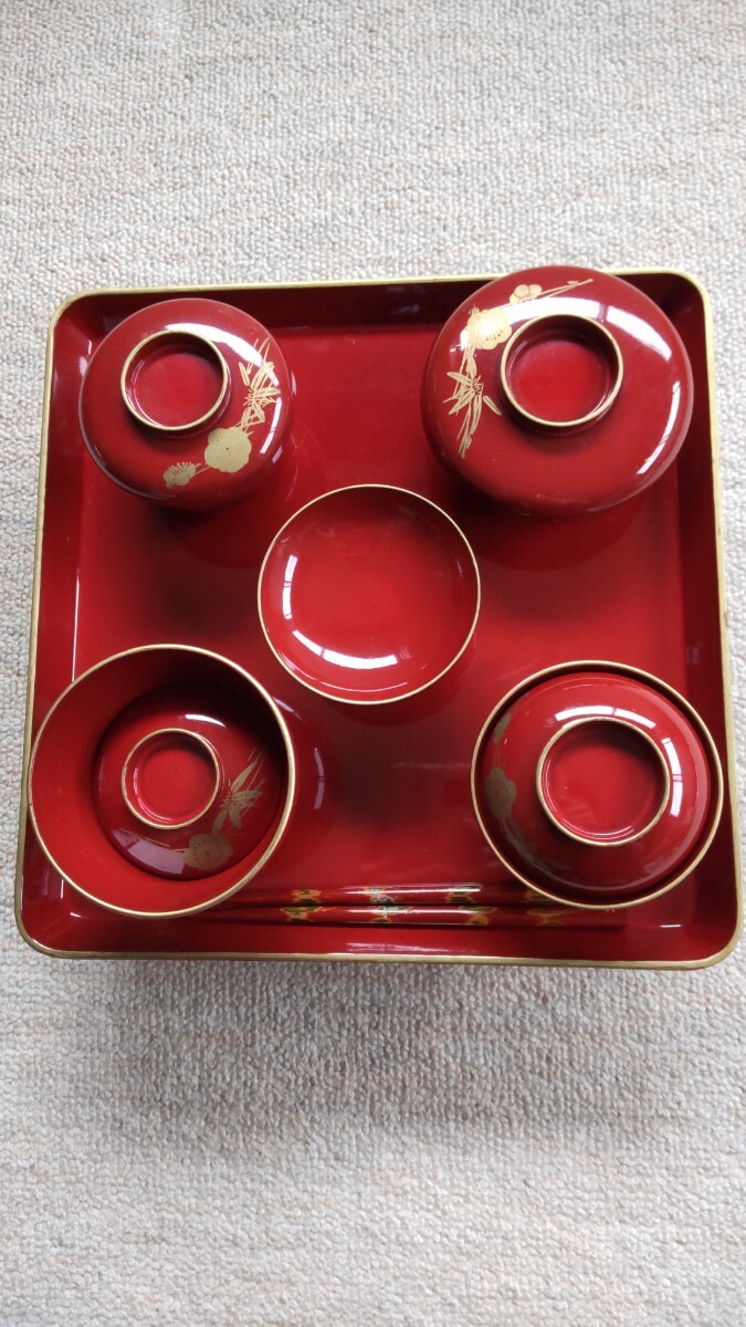  weaning ceremony Okuizome weaning ceremony Okuizome serving tray set festival serving tray tableware set multi-tiered food box Junk three step multi-tiered food box 