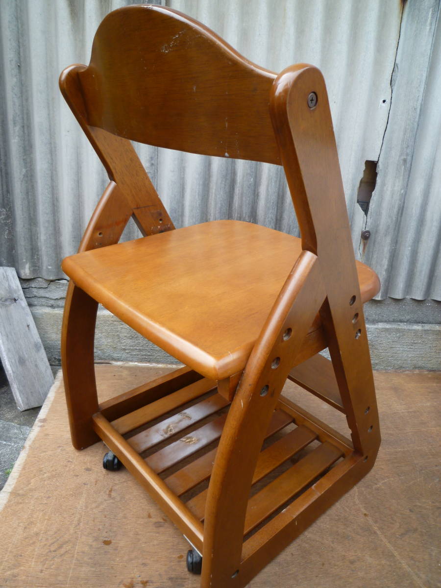 M6162 ビンテージ 子供用椅子 キッズチェア 木製 横幅44cm 奥行47cm 高さ76cm (3103)_画像8