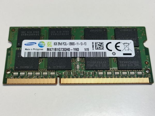 【動作確認済み】SAMSUNG ノートPC用 メモリー DDR3L-1600 PC3L-12800S 8GB×1枚 合計8GB 動作確認済 1週間保証 M471B1G73QH0-YK0【1419】_画像1