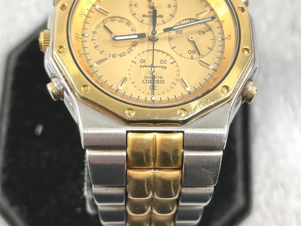SEIKO セイコー SPORTS 150 腕時計 クォーツ 7T34-7A10 クロノグラフ ゴールド文字盤 メンズ腕時計_画像5