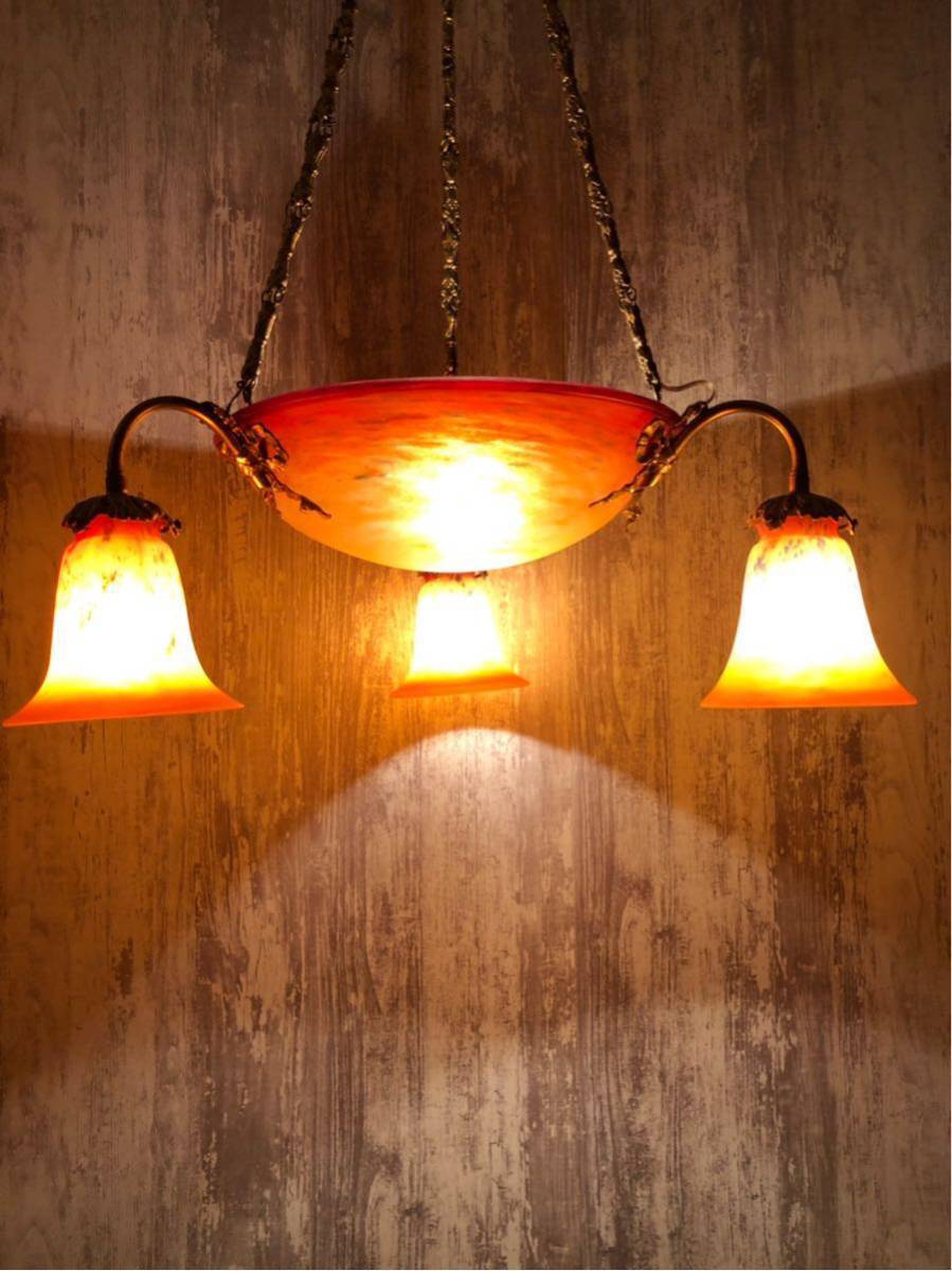 シュナイダー兄弟 アンティーク ランプ 4灯 バスクランプ／シャンデリア フランス 天井 照明 の画像2