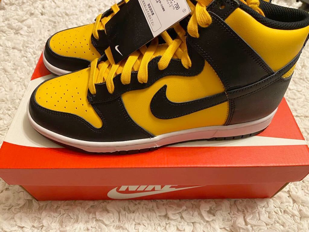 【1円スタート】 Nike Dunk High University Gold and Black 28.5cm US 10.5 赤箱 ナイキ ダンク ハイ 新品 未使用品 黒タグ の画像4