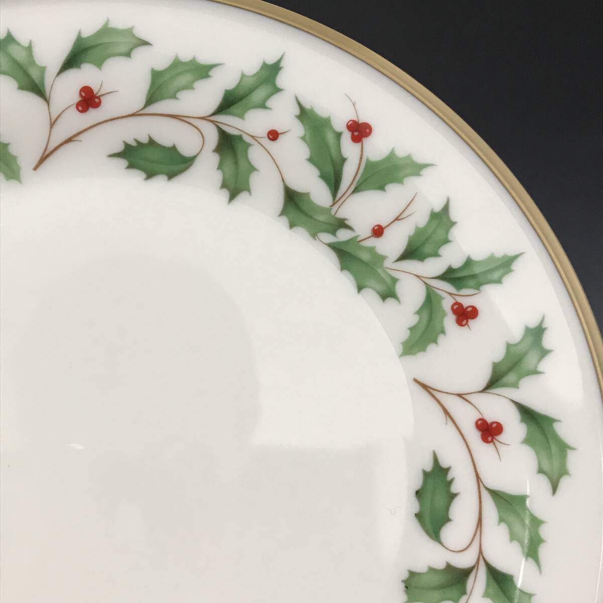 ut23/39 【未使用】レノックス　LENOX ホリデー　holiday プレート　6枚セット　直径20.5㎝　ケーキ皿　平皿 USA　洋食器 金縁_画像7