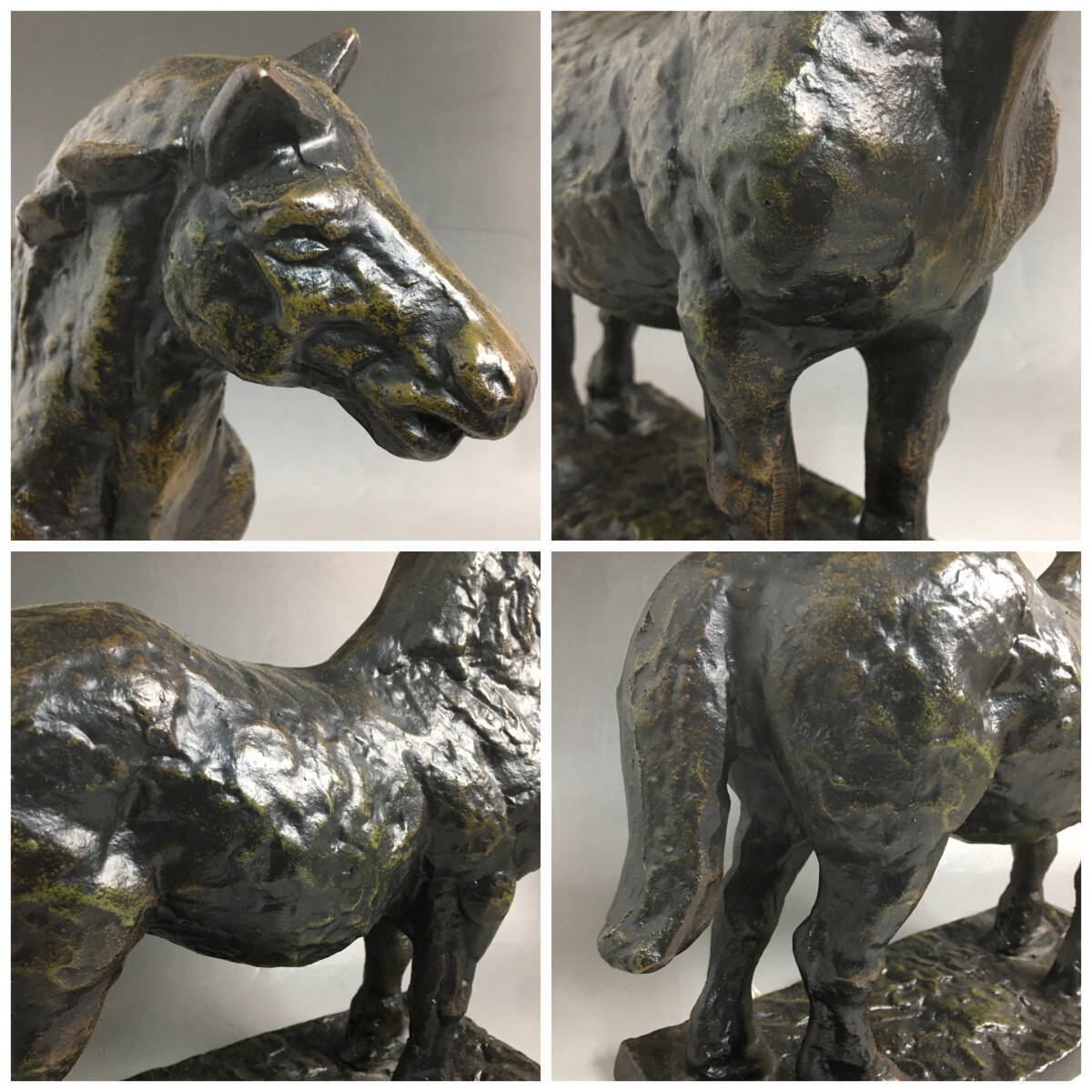 ut25/15 アイアン彫刻 総鉄地「イレネー号」 鉄製 彫刻作品 1992年頃？ 動物 細密彫刻 馬 オブジェr 馬術 置物 うま 蔵出しの画像8