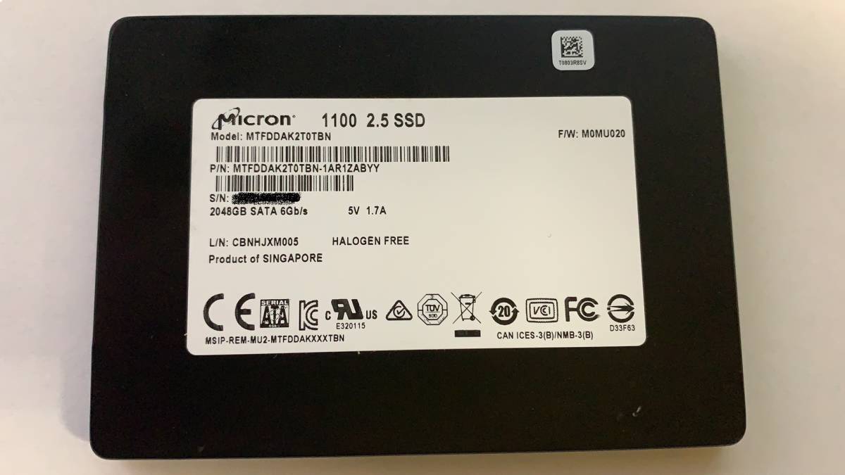 Micron 1100 MTFDDAK2T0TBN 2TB 2.5インチ SATA SSD （HDD固定ネジ 4本セット）NO.10_画像1