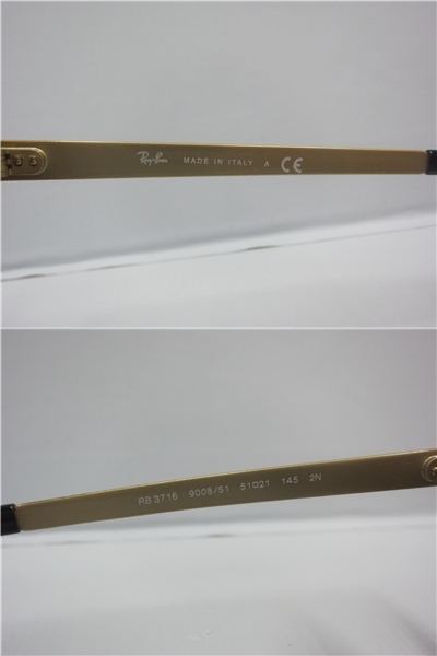 3E252EZ◎Ray-Ban レイバン　サングラス　RB3716　クラブマスターメタル　ゴールド◎中古品_画像5