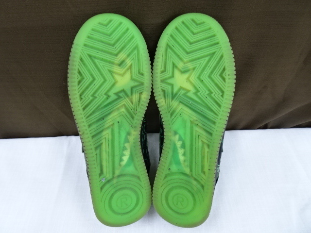 3M125MZ◎A BATHING APE X RAZER NEON CAMO BAPE STA アベイシングエイプ スニーカー 27.0cm◎中古_画像7