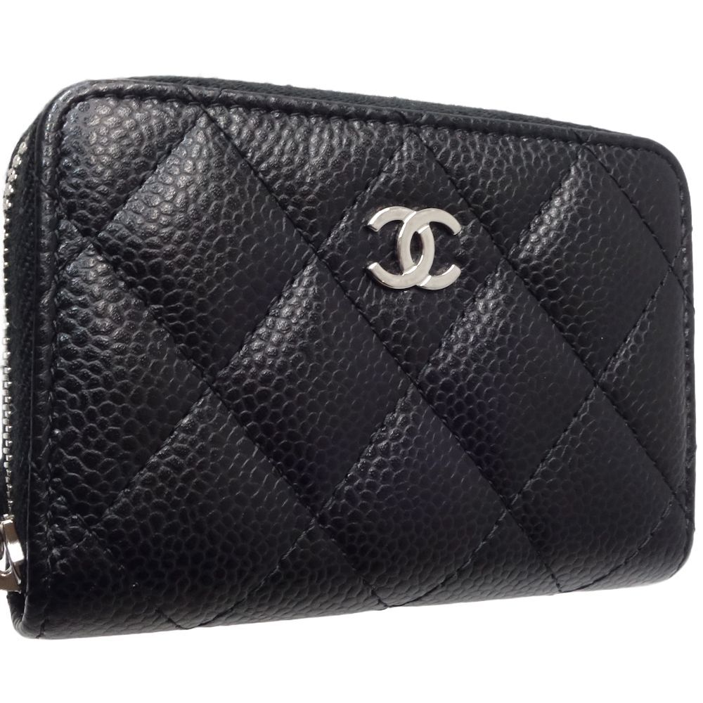 CHANEL シャネル マトラッセ クラシックジップコインパース AP0216 コインケース キャビアスキン ブラック/180331【中古】_画像2