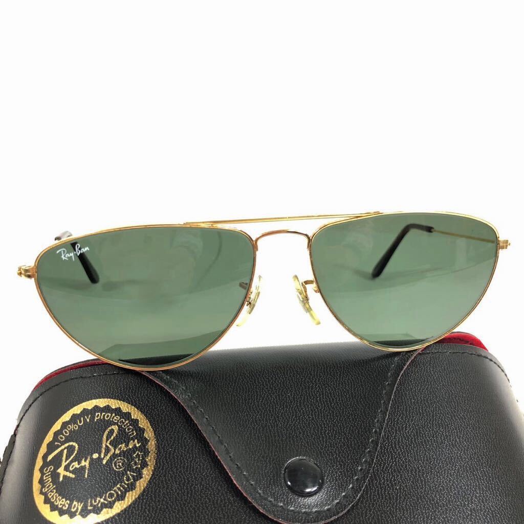 【レイバン】基準内 Ray-Ban サングラス B&L ボシュロム ゴールド色系×カーキグレー色系 メンズ レディース USA製 ケース付き 送料520円_画像8