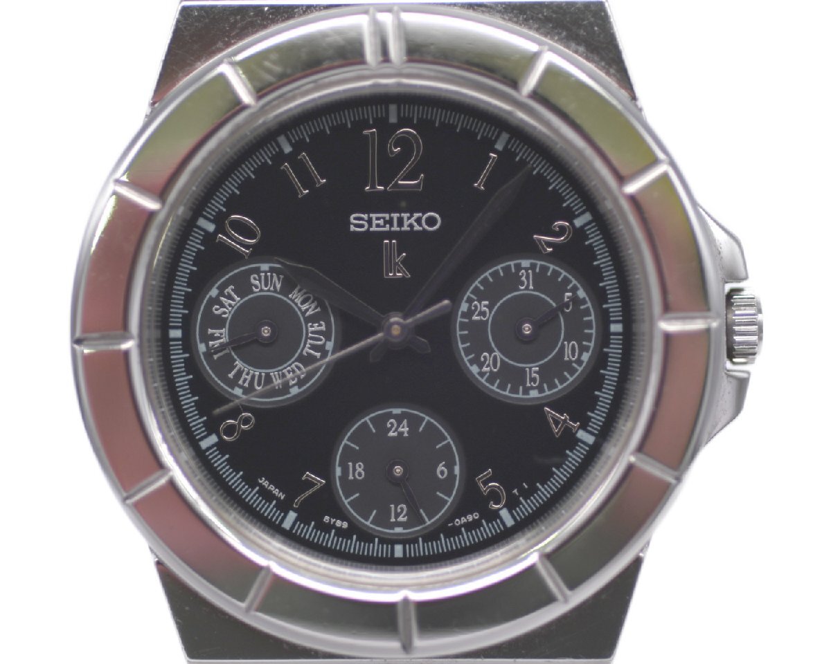 [中古品] 稼働品【SEIKO】セイコー ルキア 5Y89-0B30 SSVB007 32mm ブラック文字盤 クォーツ デイデイト 動作OK 中古品_画像3