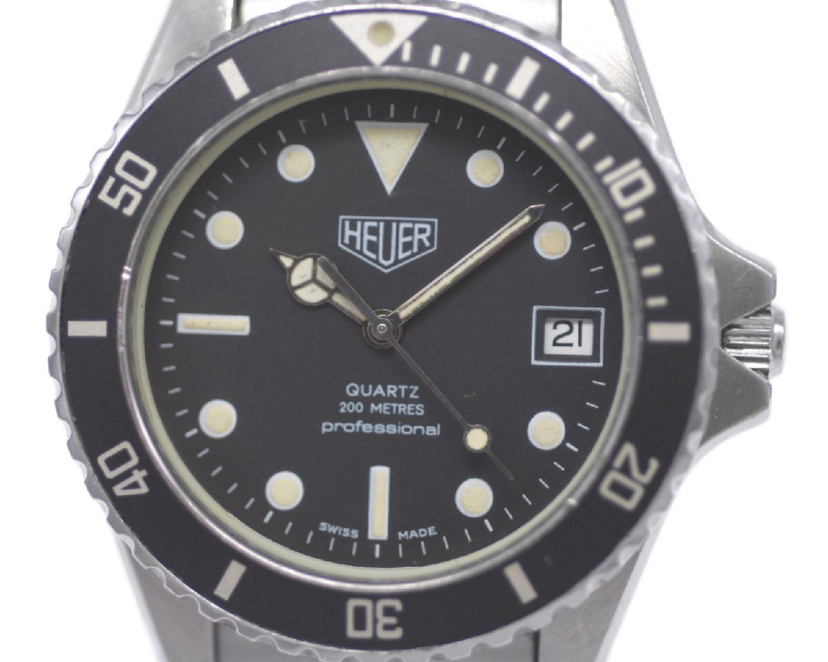 [激レア] 旧ロゴ 稼働品【TAG Heuer】タグホイヤー 1000シリーズ プロフェッショナル200ｍ メンズ 980.013 中古品 レアモデル 純正ブレス_画像2