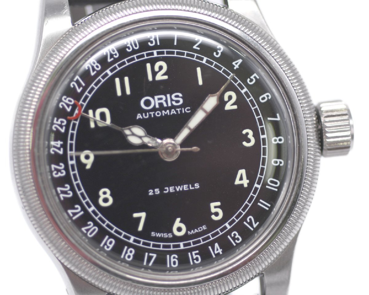 [中古品] 稼働品【ORIS】オリス ビッグクラウン ポインターデイト 7543 メンズ 自動巻 裏スケルトン ブラック文字盤 40mm 中古品 箱保付の画像3