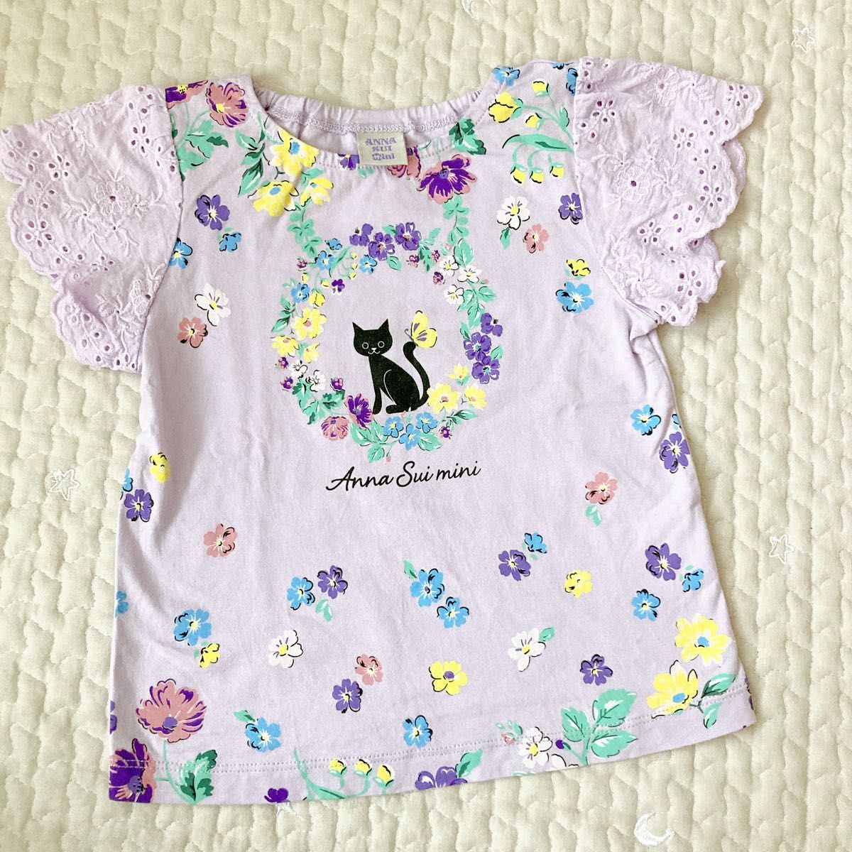 ANNA SUI mini  半袖Tシャツ　100cm ねこ　花柄
