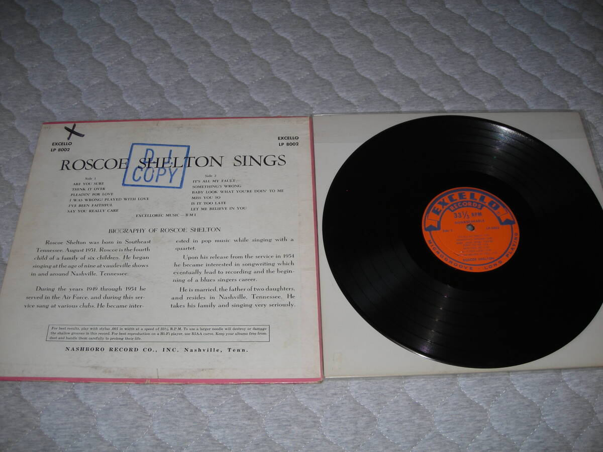 ROSCOE SHELTON - ”ROSCOE SHELTON SING” ウルトラ・レア!!! Excello US Orig. LP!!! 幻の名盤!!! コレクターズ・アイテム!!!の画像2