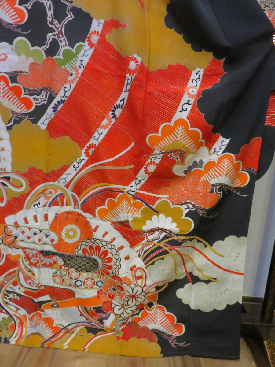 . одежда магазин . магазин античный кимоно с длинными рукавами кимоно натуральный шелк - день совершеннолетия церемония окончания свадьба невеста вышивка бракосочетание аксессуары для кимоно Taisho роман коллекция retro KI046