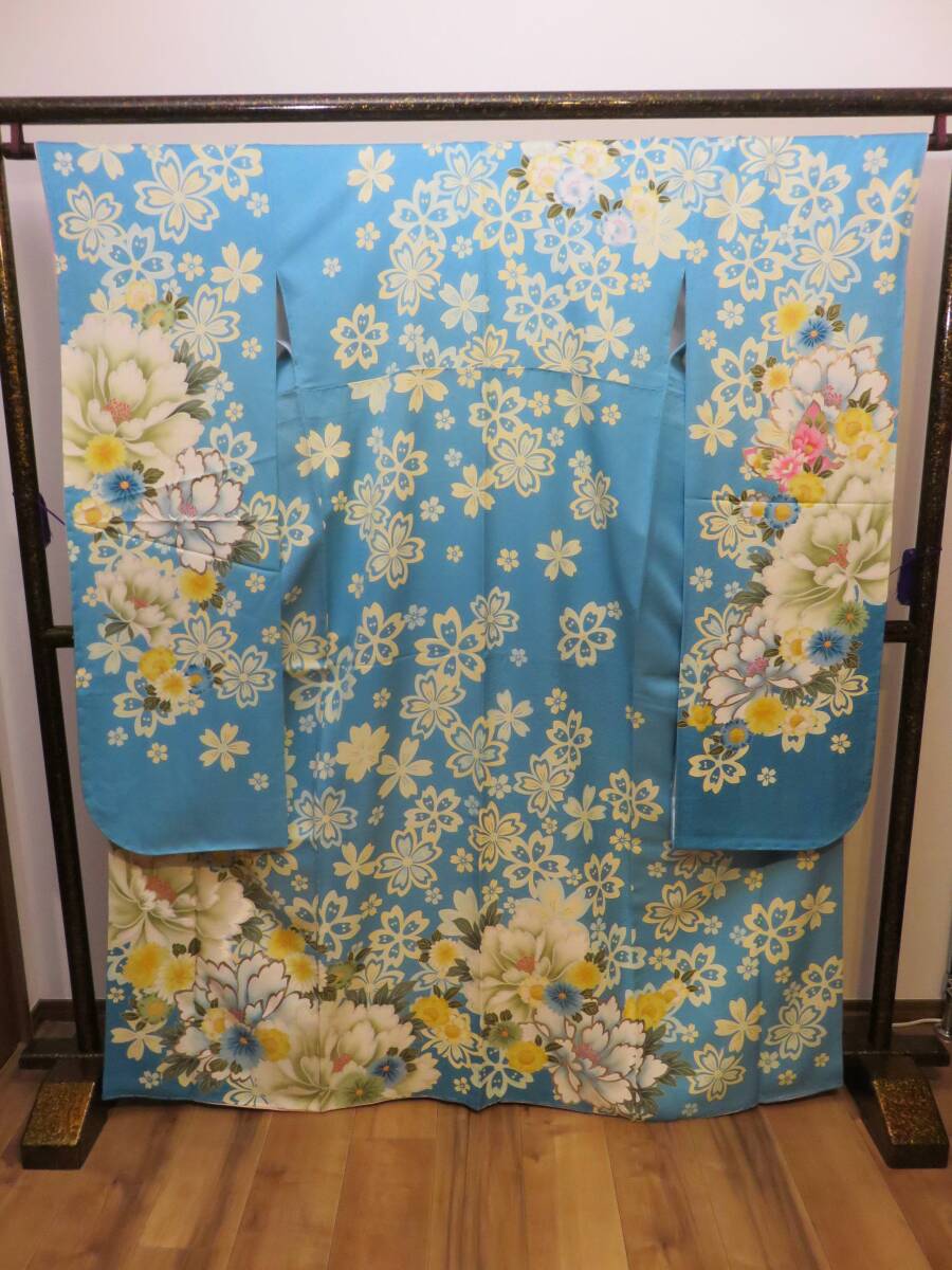 呉服屋閉店 新品 振袖 着物 正絹 大きいサイズ - 成人式 卒業式 結婚式 花嫁 刺繍 婚礼 和装小物 コレクション レトロ KI053