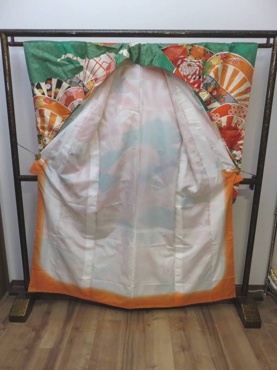 呉服屋閉店 振袖 着物 正絹 - 成人式 卒業式 結婚式 花嫁 舞妓 振袖 刺繍 婚礼 和装小物 コレクション レトロ KI087_画像4