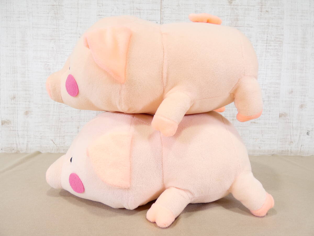 ◎ジャンク モリリン㈱ ぬいぐるみ ブタ/子豚 4体セット まとめて 寝そべり 全長35cm/全高17cm ピンク/イエロー 汚れあり 詳細不明 ＠120_画像6