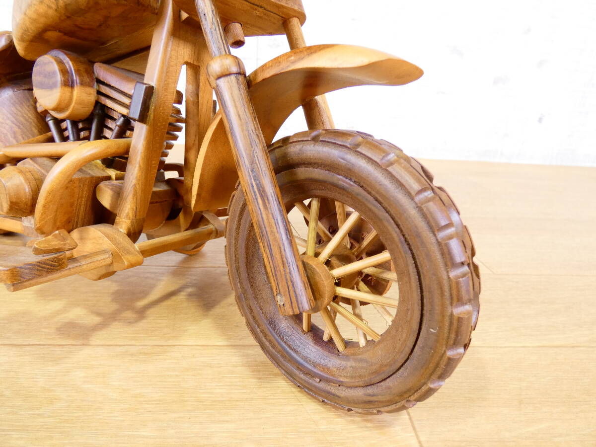 ◎ジャンク　インテリア雑貨　置き物　ウッドクラフト　木製　バイク　オートバイ　全長約40cm　小物置き　詳細不明　＠１００(3)_画像8