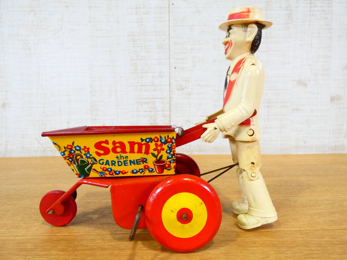 ◎ジャンク　MARX TOYS　ブリキ玩具　Sam The Gardener/サム ザ ガーデナー　全長約21cm　ゼンマイ式　昭和レトロ　＠６０(3)_画像4