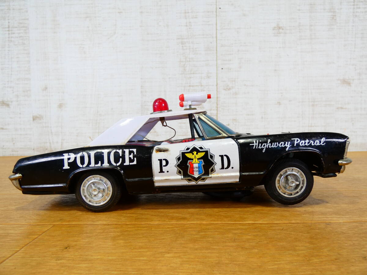 ◎ジャンク 当時もの 萬代屋 電動 ブリキ玩具 警察車両 HIGHWAY PATROL CAR/ハイウェイパトロールカー 約28cm 動作不良 昭和レトロ ＠60(3)_画像5