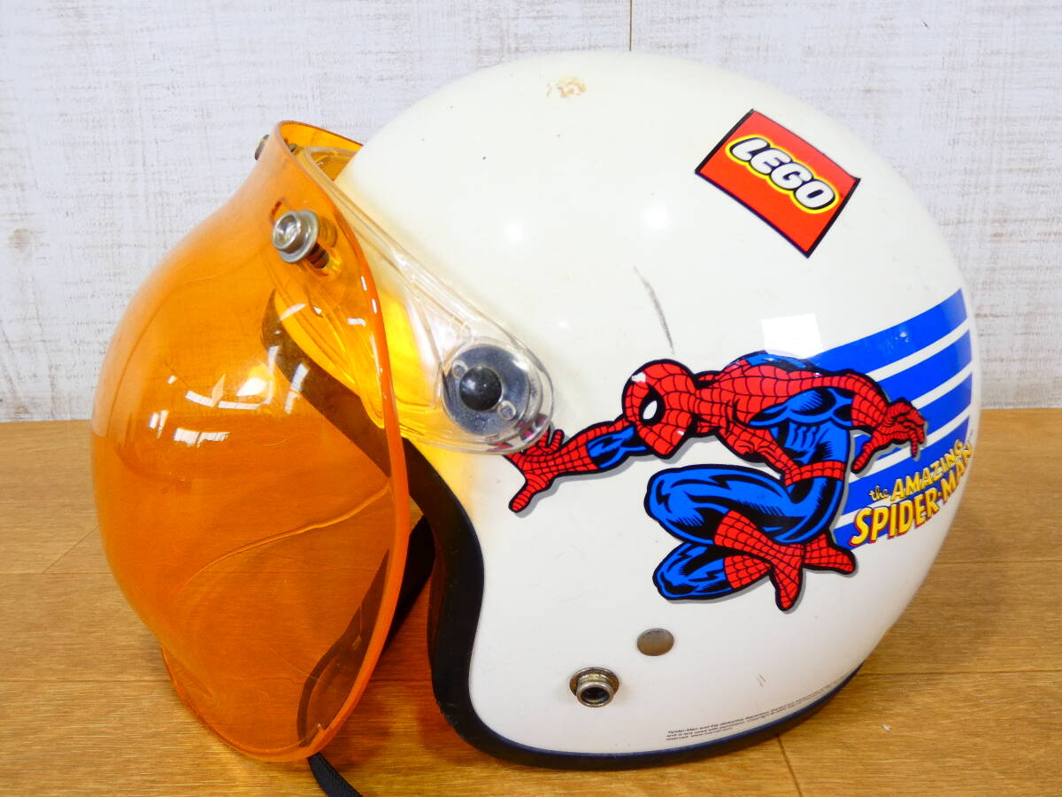 ◇OGK(オージーケー) ジェットヘルメット BOB-C スパイダーマン フリーサイズ 57cm-59cm ジャンク品＠100 の画像3