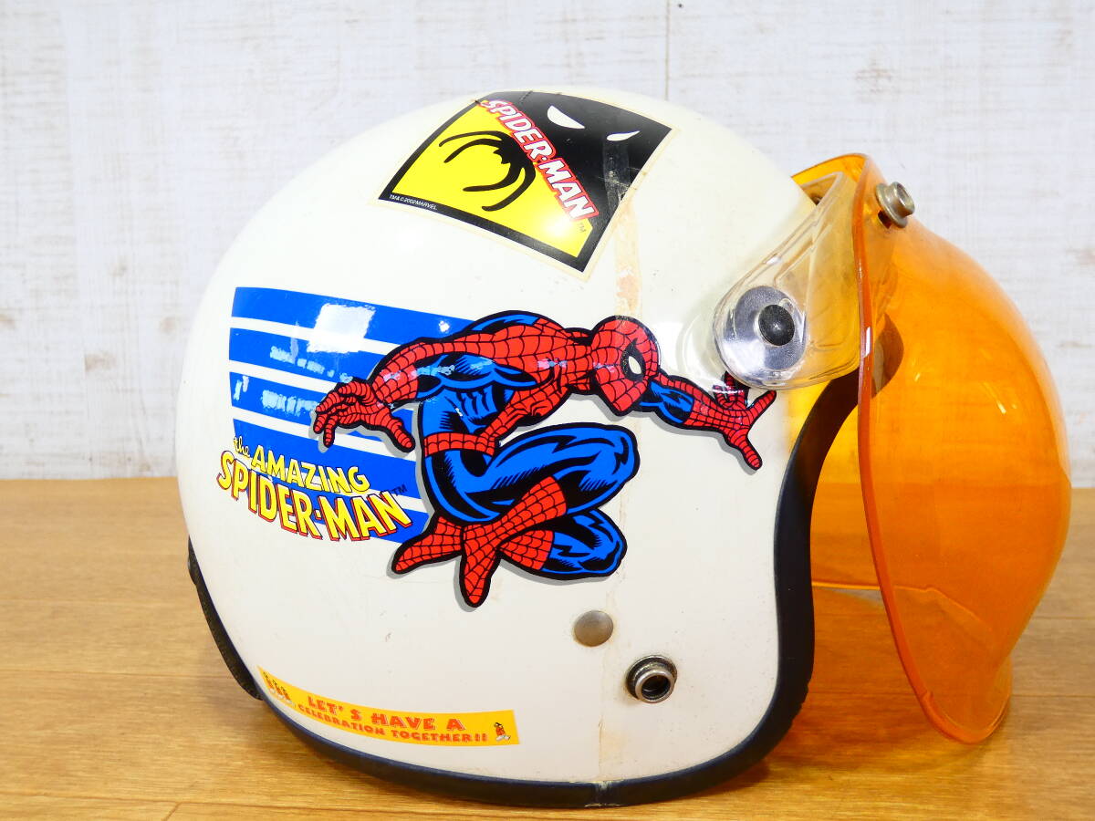 ◇OGK(オージーケー) ジェットヘルメット BOB-C スパイダーマン フリーサイズ 57cm-59cm ジャンク品＠100 の画像6