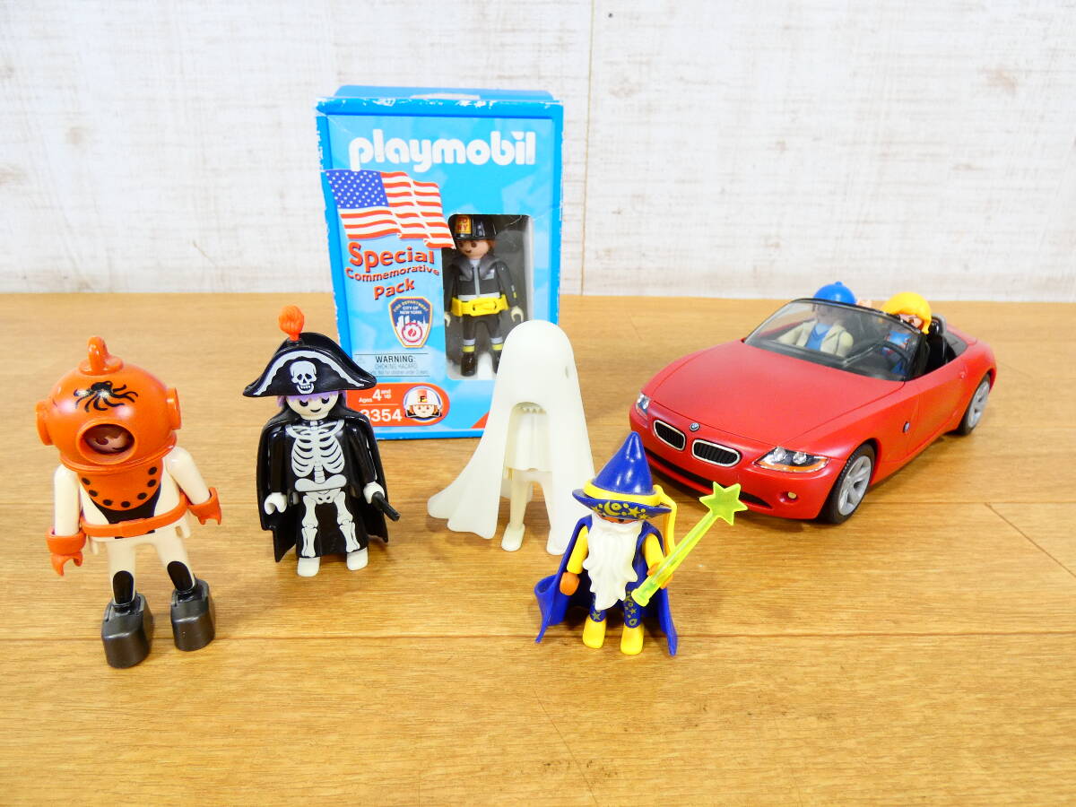 ◎ジャンク Playmobil/プレイモービル 人形７体セット 車付き まとめて 消防士(未開封)/男の子/女の子/深海ダイバーなど BMW Z4 ＠60(3)の画像1