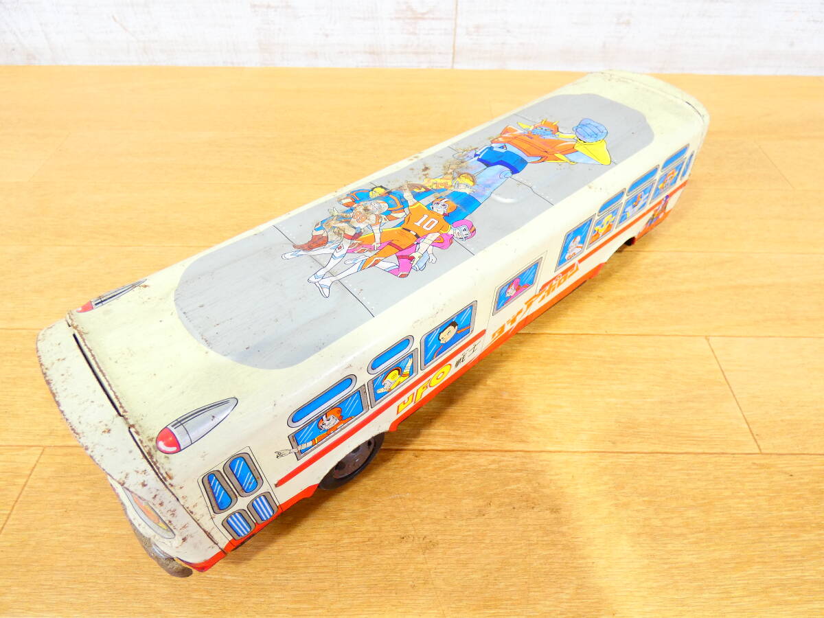 ◎ジャンク 当時もの ヨネザワ/米沢玩具 ブリキ玩具 フリクション バス UFO戦士 ダイアポロン 約38cm 動作不良 昭和レトロ ＠80(3)の画像1