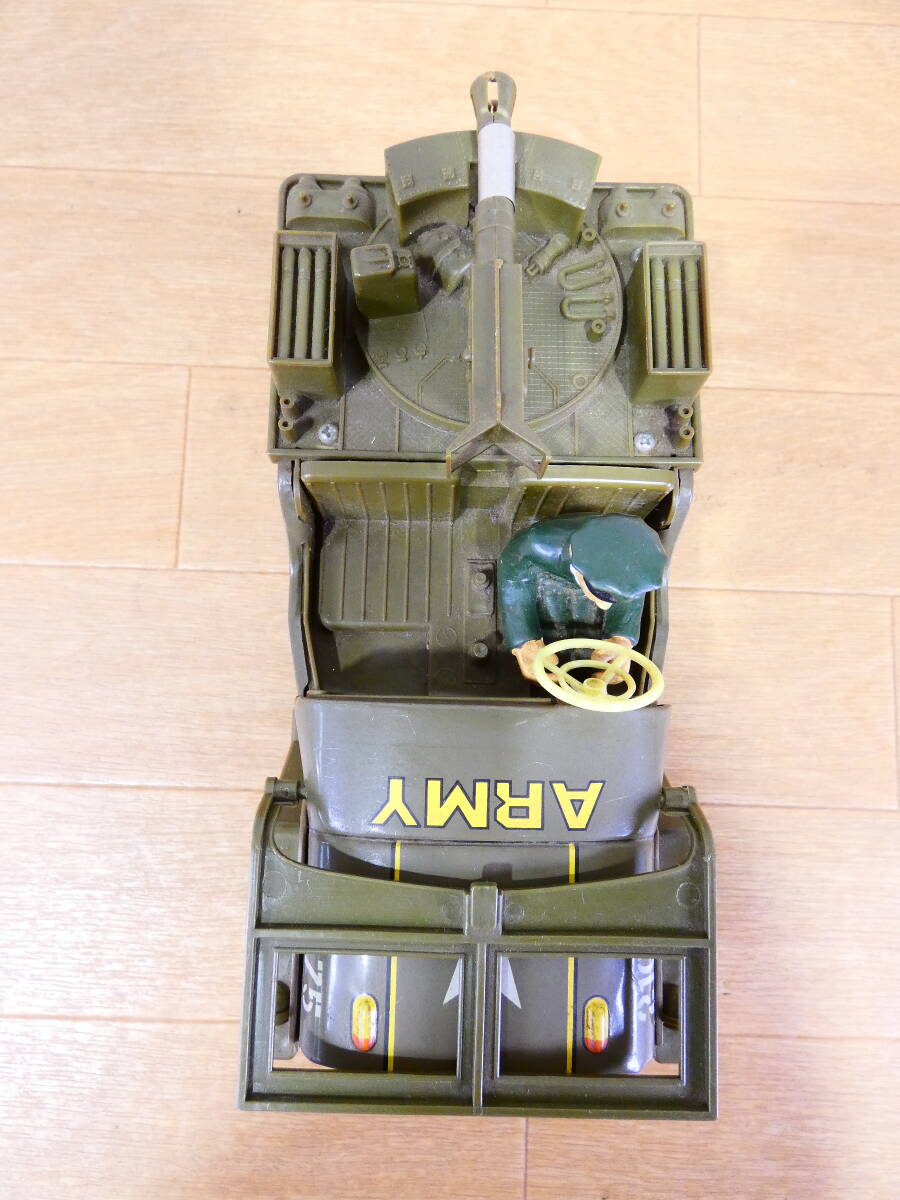 * Junk at that time thing electric tin plate & plastic toy FRONT-LINE ARMY JEEP 21075 total length approximately 25cm operation verification settled Showa Retro details unknown @60(3)