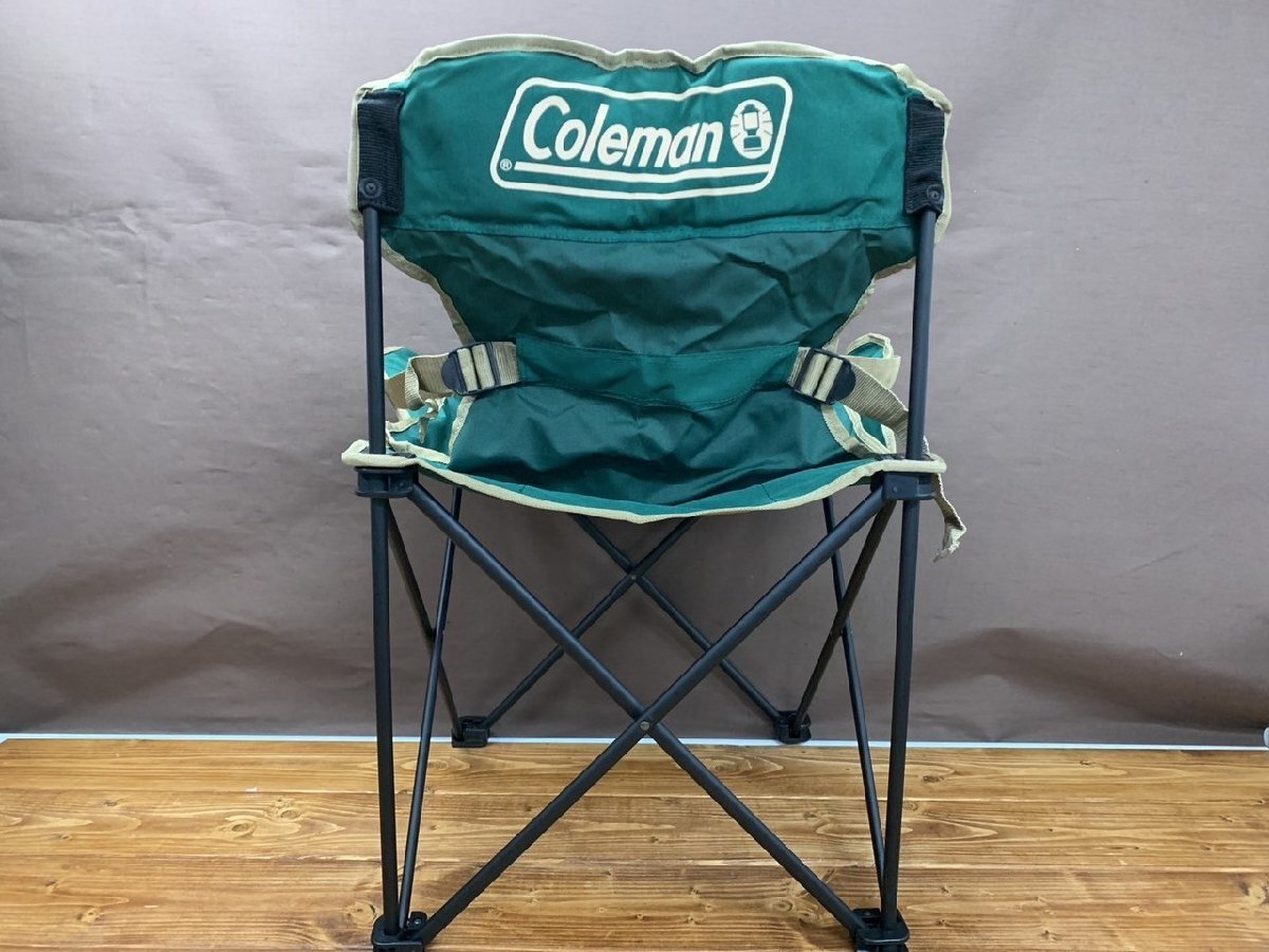 【O-6293】コールマン Coleman リゾートチェア 耐荷重約80kg アウトドア 椅子 折り畳みチェア グリーン系 現状品【千円市場】の画像3